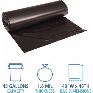 Bolsas de Basura Reforzadas Boardwalk 521 Super Extra-Heavy, 40x46, 1.6 Mil, 45 Galones, Negras, 10 Bolsas por Rollo (Caja de 10 Rollos) - Product Image 2