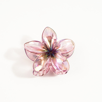 Pince à cheveux multifonction pour femme, motif hibiscus léopard dégradé semi-transparent, en plastique respirant, 8 cm, fleur hawaïenne