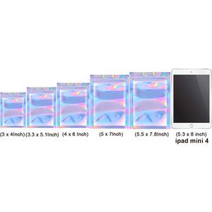 ถุงซิปล็อคพลาสติกเลเซอร์ขนาดเล็ก 6.5*9 ซม. ด้านหนึ่งใส CPP สำหรับต่างหู บรรจุภัณฑ์โฮโลแกรมสีรุ้ง อุปกรณ์เสริมขนาดเล็ก - Product Image 5
