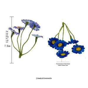 5 petites fleurs de marguerite en soie de <span class=keywords><strong>camomille</strong></span> faites à la main longue durée 3-5 ans matériaux de couronne de style forêt bricolage vêtements - Product Image 4