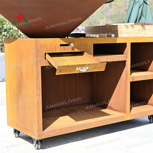 Barbekü çukur corten çelik taşınabilir açık barbekü ateş çukuru bahçe ızgara ile metal barbekü ateş çukuru - Product Image 3