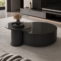 Table basse moderne haut de gamme avec plateau en verre miroir et cadre en bois, design durable, meubles de salon écologiques