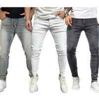 Jeans rétro pour hommes, coupe slim taille mi-haute, jeans délavés multicolores