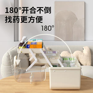 大容量3層透明ポータブルメディシン収納ボックスふた付き多機能メディカルキット持続可能なデザイン - Product Image 3