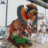 Statue de dinosaure mécanique animatronique grandeur nature Dilophosaurus, à mouvement automatique, avec moteur à capteur, pour parc à thème Dino, à vendre