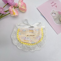 Bavoir-laisse pour animaux de compagnie à imprimé animalier de dessin animé avec dentelle, pour petits chiens et chats, usage quotidien, fournitures pour animaux de compagnie, vente en gros, commande en gros
