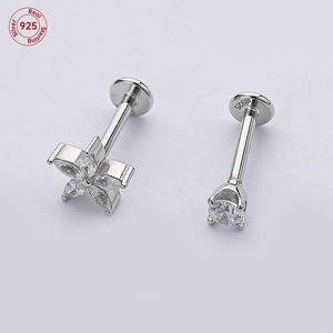 S925 Sterling Silver Labret Stud sferico cartilagine Tragus <span class=keywords><strong>Piercing</strong></span> orecchini Lip Ring Lip Stud Helix <span class=keywords><strong>Piercing</strong></span> Jewelry - Product Image 6
