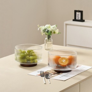 Frutero de Vidrio Blanco de Gran Capacidad con Rayas Verticales, Estilo Moderno, Técnica Pulida, Ideal para Sala de Estar, Tazón para Ensaladas, Frutero Decorativo - Product Image 4