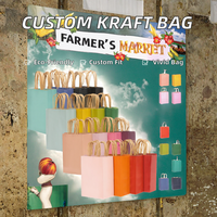 Sac en papier kraft personnalisable pour la restauration à emporter, emballage portable, élégant et coloré, avec votre propre logo, produits d'approvisionnement
