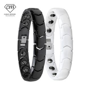 Pulsera de Cadena de Cerámica Plateada con Energía Magnética Bio Scalar Japonesa Ecamaz, Negra y Blanca, para Hombre, Mujer, Unisex - Product Image 2