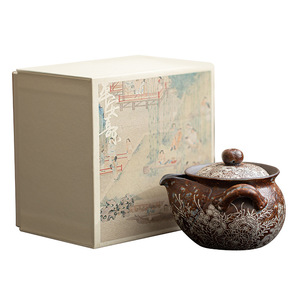 Teiera in ceramica con motivi floreali in argento dorato vecchia argilla di roccia ceramica grossolana Kung Fu Set da tè Anti-scottatura birra Gaiwan - Product Image 6
