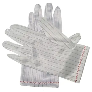 Lint-freie antistatische Polyester ESD sichere gestreifte Handschuhe für den Gebrauch im Reinraum Montage