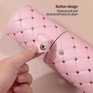 Custom Logo Rivet Luxury PU Leopard Pattern Foldable Large <b>Makeup</b> Brush Holder Cosmetic Cylinder <b>Case</b> - Product Image 2