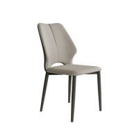 Chaise de salle à manger en cuir luxueuse avec coutures horizontales cousues à la main et cadre en acier au carbone