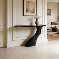 Table console Silhouette bio, finition mate foncée, meuble d'appoint sinusoïdal pour couloir, piédestal moulé futuriste, pédiment d'intérieur de luxe