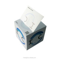 Cube de notes autocollantes personnalisé avec plateau en bois pour promotion, bloc-notes mémo personnalisé avec plateau en bois