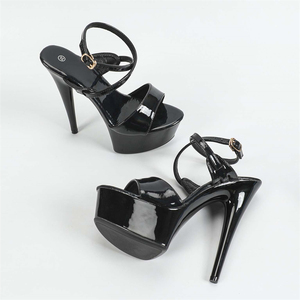 Sandales à talons hauts tendance pour femme, collection été 2025, imperméables, à semelle épaisse, noires et rouges, rehaussantes, pour soirées et scènes - Product Image 6