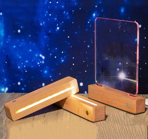 7 màu sắc Acrylic không dây <span class=keywords><strong>LED</strong></span> Đèn chủ sở hữu <span class=keywords><strong>LED</strong></span> bảng gỗ ánh sáng căn cứ pin lithium đêm đèn cơ sở hình chữ nhật trang trí bằng gỗ - Product Image 5