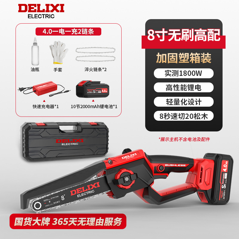 Delixi new free [8 inch 4.0AH electric] double chain gloves oil pot