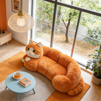 Canapé-lit en peluche géant en forme de chat, fauteuil lounge surdimensionné en forme d'animal, adorable pouf chaton orange, canapé créatif pour la décoration de la maison