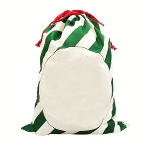 Cartoon Striped Plaid Double-Sided Printing <b>Christmas</b> <b>Gift</b> Bundle Pocket Burlap <b>Bag</b> - Product Image 4