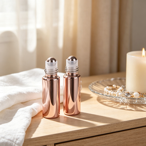1ml 2ml 3ml 5ml Empty Rose Gold Glass Roll-on <b>Bottles</b> with <b>Dropper</b> Sealing Screen Printed for Essential Oil - Product Image 2