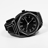 Montre-bracelet à quartz octogonale en silicone au design unique pour homme avec logo personnalisé Montre étanche sport polycarbonate pour homme à la mode