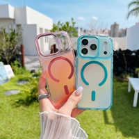 Étui de téléphone magnétique de luxe à dégradé laser pour iPhone 17 16 15 Pro Max, coque scintillante irisée pour Samsung S24 Ultra