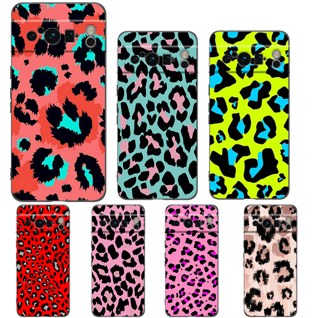 Leopard Print Pattern Phone Case For Google Pixel 8 7 6 Pro 6A 7A 5G Soft Silicone Shockproof TPU Black Cover Fundas