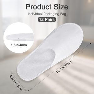 Pantoufles de spa en velours à bout fermé, jetables, taille unique pour hommes et femmes, pour hôtel, maison, invités, pantoufles blanches antidérapantes - Product Image 4