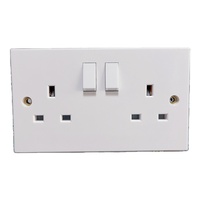 Interruptor de pared de alta calidad para el hogar, enchufe de pared británico de baquelita, doble Polo individual, 13A, 2 entradas, eléctrico, interruptor blanco