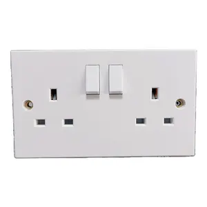 High Quality For home Bakelite British wall socket switch single double pole 13A 2gang electric switch white switch