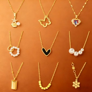 MW Vente en gros <span class=keywords><strong>Collier</strong></span> en acier inoxydable étanche pour femmes 18K plaqué or africain anti-ternissement Love Pearl Snowflake Shell - Product Image 1