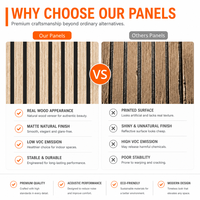 Panneau acoustique en MDF à lattes, panneau mural insonorisant en fibre de polyester, grille en bois, solution de décoration intérieure pour bureau et hall d'entrée