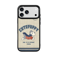 Coque de téléphone AG Feeling Black Edge avec motif chiot mignon doré pour iPhone 17, 17 Pro Max, 16 Pro, 15 – Coque magnétique