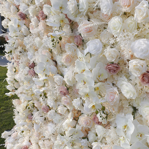 Pannello Sfondo Parete Floreale Bianco per Matrimoni 3D 5D Arrotolabile Parete di Fiori di Seta Artificiale Rosa per Decorazione Sfondo Eventi - Product Image 4