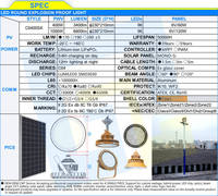 Projecteur LED solaire C04Series, robuste, rond, gris, Classe I II Division 1 2, haute résistance, IP67, anti-explosion de gaz et de poussière, 1000W