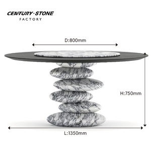 Bộ bàn ăn tròn bằng đá cẩm thạch tự nhiên hiện đại màu đen Centurystone Bvlgari kết hợp gỗ khói dành cho biệt thự khách sạn - Product Image 6