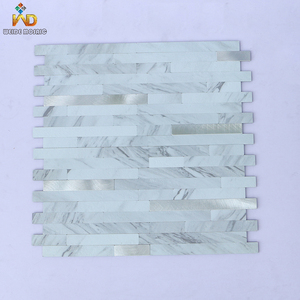 Long Strip <strong>White</strong> Marble <strong>Stick</strong> <strong>on</strong> Wall Peel and <strong>Stick</strong> Wall <strong>Tile</strong> Easy DIY Waterproof for Kitchen Backsplash Mosaic <strong>Tiles</strong> - Product Image 1