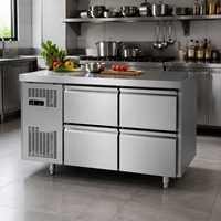 Kulkas Komersial Satu Suhu, Freezer Dapur di Bawah Meja Kerja dengan Pendingin Udara dan Kontrol Digital