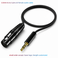 Câble audio 3,5 mm vers XLR femelle 3 broches, noir, PVC, cuivre étamé, connecteur plaqué or pour microphone et table de mixage, 1m, 2m, 3m, 5m, personnalisable