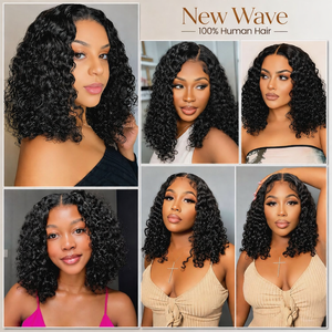 Peluca Bob de <span class=keywords><strong>Cabello</strong></span> Humano con Ondas Profundas de 14 Pulgadas, 13x4, 180% de Densidad, Peluca Corta Rizada con Frente de Encaje HD Transparente sin Pegamento para Mujeres Negras - Product Image 6