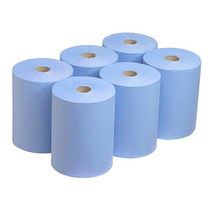 Asciugamani di carta riciclata in rotoli blu con alimentazione centrale multiuso a 2 strati di alta qualità oem all'ingrosso - Product Image 1