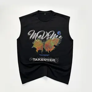 100% Katoen Grafische Tanktops In Bulk Op Maat Gemaakt Zwaargewicht Hardlooptanktop Katoenen Heren Fitness Geribbelde Tanktop