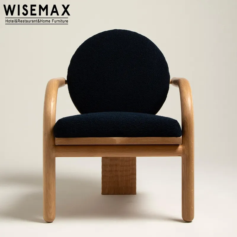 WISEMAX mobilya yaratıcı yeni mobilya ark katı ahşap kumaş kanepe orta geri eğlence sandalye log tarzı konut tek sandalye