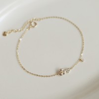 Bracelet chaîne minimaliste délicat en argent sterling 925 plaqué or 18 carats avec double pierre en zircon cubique, cadeau pour femme, vente en gros