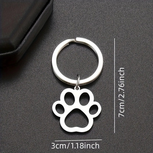 Porte-clés en acier inoxydable, motif animal de dessin animé, patte de chat ou de chien, couleur argent, tendance, pour sac, clés de voiture, pendentif, bijoux pour femmes et hommes, cadeaux - Product Image 6