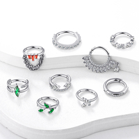 Piercing segmenté articulé Eternal Metal Dot CZ pour enfants, pour lèvre, oreille, nombril et nez, en acier chirurgical ASTM F136 de qualité implantable