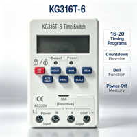 CE 认证 KG316T-6 220V 30A 定时开关，用于户外照明的自动开关定时器