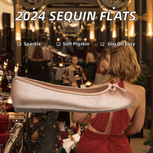 2026 Autumn Lady Fashion Sequin Upper Satin Bow <b>Soft</b> Pig Leather Insole Slip-On Round Toe Flat Ballet <b>Shoes</b> - Product Image 2